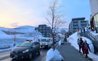 地域内の交通量を減らし交通渋滞の緩和を目指す（2月、北海道倶知安町）
