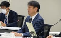 原子力規制委員会の会合に出席した東電の小早川社長（20日、東京都港区）