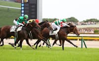 日本ダービーでは首差で１、２着のタスティエーラ（右端）とソールオリエンス（中央）＝日本中央競馬会（ＪＲＡ）提供