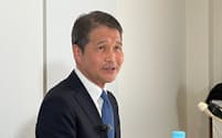 熊本県知事選に出馬表明する前熊本市長の幸山氏（26日、熊本市）