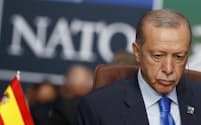 7月、NATO首脳会議に出席したトルコのエルドアン大統領（ビリニュス）＝AP