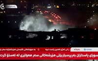 イラク北部アルビルでイラン革命防衛隊による攻撃後に立ち上る煙＝ロイター