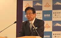 川勝知事はリニアを前進させるアイデアがあると話したが具体的内容は明らかにしなかった（29日、静岡県庁）