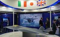 日英伊が共同開発する次期戦闘機の模型（2023年3月16日、千葉市の幕張メッセで）