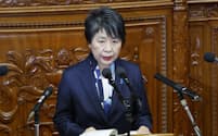 衆院本会議で外交演説をする上川外相（1月30日）