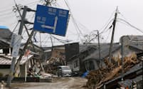 多くの家屋が倒壊した石川県珠洲市＝1日午前