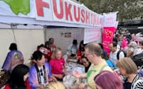 福島産食品などを紹介する英ロンドンのジャパン祭り(23年10月）