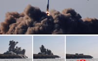 2月2日の発射試験では「超大型弾頭」の威力を確かめたとされる＝朝鮮中央通信・共同