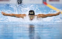 男子200メートル個人メドレー予選　バタフライで力泳する瀬戸大也。準決勝進出（14日、ドーハ）＝共同