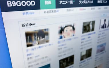 日本のアニメやテレビ番組が掲載されていた海賊版サイト「B9GOOD」=一部画像処理しています