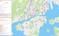 ジオロニアは尾道市での実証実験で、子育て支援施設に関する地図を作製した