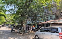 10日未明の爆発現場の周辺はMECの「社宅」がある（11日、ヤンゴン）