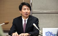 名古屋市長選への立候補を表明する大塚耕平氏（26日午後、名古屋市）