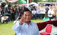 インドネシア大統領選でプラボウォ国防相が当選を決めた（2月14日、西ジャワ州ボゴール）=小林健撮影