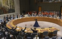 北朝鮮への制裁監視が弱まる懸念が高まっている。専門家パネルの任期を延長する決議案を否決した国連安保理（3月28日、米ニューヨークの国連本部）＝共同