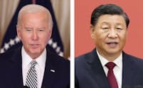 中国の習主席㊨は日米比首脳会談前のタイミングでバイデン米大統領と電話した＝ゲッティ共同