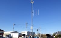 防災放送を伝える富士通ゼネラルの屋外拡声子局。浸水を防ぐため無線装置を高所に設置した