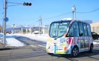 上士幌町では22年から自動運転バスが定期運行している（2月、北海道上士幌町）