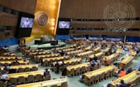国連総会は、ロシアによる安保理決議案への拒否権行使を受けて会合を開いた＝国連提供