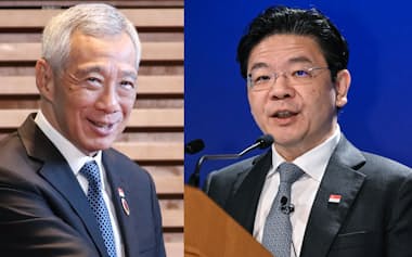 リー・シェンロン首相（左）と後継者のローレンス・ウォン副首相兼財務相