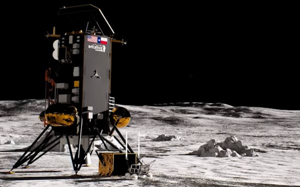月面での4G/LTE実証のイメージ。米インテュイティブ・マシーンズの月着陸船「ノバC」に月面用4G/LTEの基地局を、探査車（ローバー）に無線装置を搭載して通信する。写真のローバーは米ルナーアウトポストの「MAPPローバー」。過酷な月面環境で動作する小型軽量のシステムを、ノキア傘下のノキア・ベル研究所が開発した（出所:ノキア・ベル研究所）