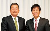 統合基本契約を結んだ新日鉄の宗岡正二社長（左）と住友金属工業の友野宏社長