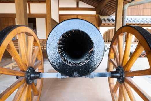 佐賀城本丸歴史館に展示してあるアームストロング砲の模型。らせん状の溝が従来の大砲をはるかに上回る威力を生んだ