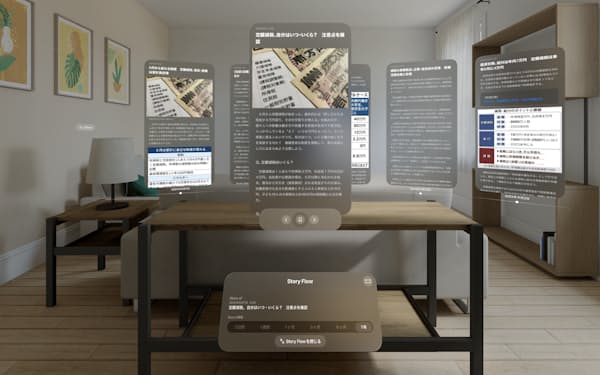 人工知能(AI)が関連する記事群を抽出し、時系列に浮かべて表示します(「ストーリーフロー」のイメージ画像)