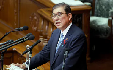 衆院本会議で立憲民主・野田代表の質問に答える石破首相(7日)
