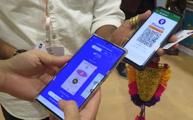 G20サミットでは報道関係者向けに、実証実験中のCBDC(中央銀行デジタル通貨)を体験できるエリアも用意された(2023年9月、ニューデリー)