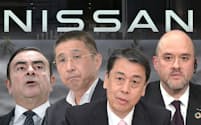 ゴーン元会長(左)やエスピノーサ現社長(右)ら歴代経営陣