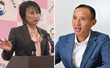 豊島区の高際みゆき区長㊧と西武池袋本店の寺岡泰博店長