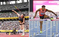 世界選手権では女子やり投げの北口榛花(左)や男子110メートル障害の村竹ラシッドらの活躍が期待される。チケットが完売したセッションもあったが、20日から追加販売が始まっている