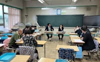 小学校と中学校の教員が合同の研修会を開いた(4月末、埼玉県北本市)