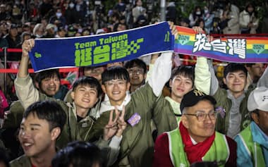 頼清徳氏が勝利した2024年の台湾総統選挙でも選挙介入が疑われた(台北の集会)=Sipa via AP Images