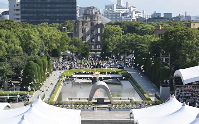 広島80回目「原爆の日」 平和記念式典、松井市長「核兵器廃絶を ...