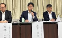 政府への要望を説明する日本鉄鋼連盟の山下隆也常務理事(18日、東京都中央区)