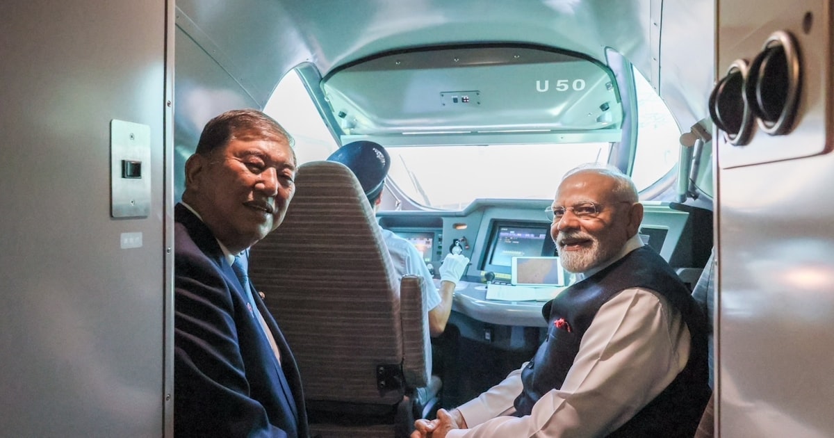 石破首相、インドのモディ首相と新幹線同乗 新型車両の技術アピール - 日本経済新聞