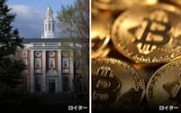 ハーバード大㊧のビットコインETF購入が明らかになった=ロイター