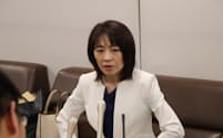 県知事選への立候補を表明する横田美香氏(2日、広島市)