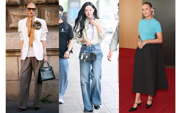 スカーフがポイント 秋の通勤コーデ