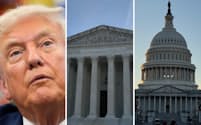 左からトランプ大統領(AP)、連邦最高裁、連邦議会