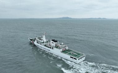 台湾の離島、金門島の近海でパトロールする中国海警局の船(2024年2月)=中国海警局ホームページから