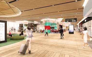 関空は2021年から国際線出国エリアの改装を続けている(26年夏に開業するエリアのイメージ)