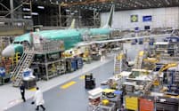 ボーイング737MAXの生産ライン(米西部ワシントン州)=ロイター