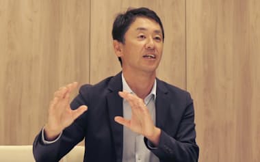 エームサービスの小谷周社長(25年10月、東京都港区)