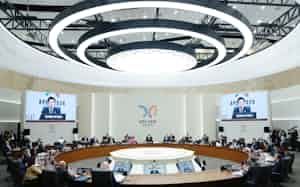 31日、韓国南東部・慶州でAPEC首脳会議が開幕した=聯合 31日、韓国南東部・慶州でAPEC首脳会議が開幕した=聯合