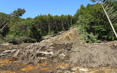 胆振地震で起きた土砂崩れ=北海道大学提供