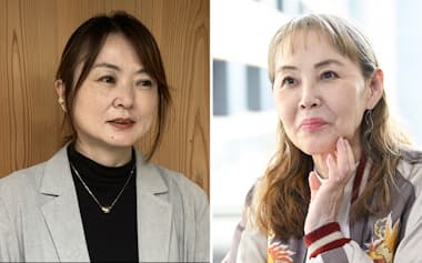 「どら蔵」を刊行した朝井まかてさん㊨と「京都寺町三条のホームズ」シリーズの望月麻衣さん