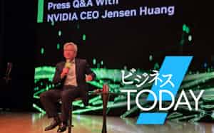韓国・慶州での講演後に記者会見するエヌビディアのファンCEO(31日) 韓国・慶州での講演後に記者会見するエヌビディアのファンCEO(31日)